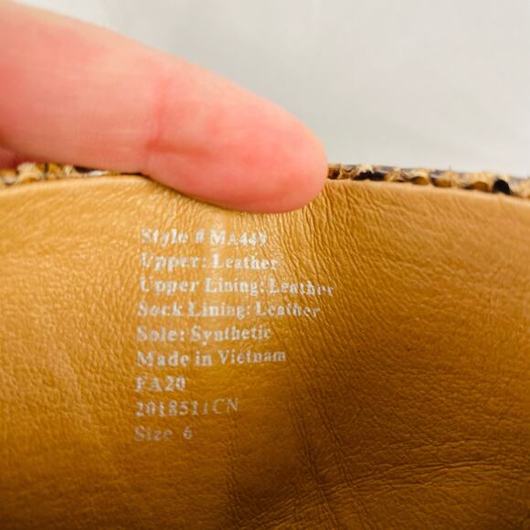 Madewell Fiona Snakeskin Embossed Leather Tan Stacked Heel Ankle Boot Size 6 - Picture 3 of 10